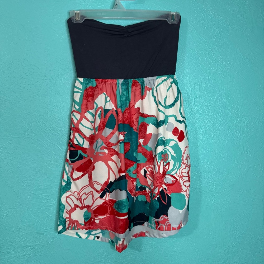 Roxy Mini Strapless Bandeau Floral Summer Casual Small